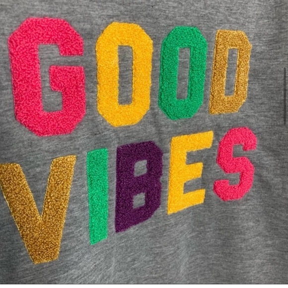 Simply Southern Good Vibes Warmy Sherpa Lined Sweatshirt Dress, Gray, Size XL - Picture 3 of 8